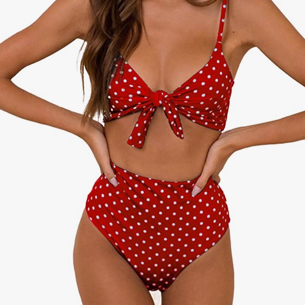 Red polka dot bikini